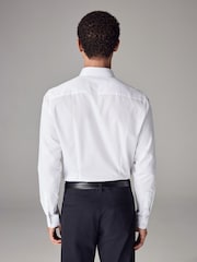 White Skinny Fit Easy Care Textured Single Cuff Smart Shirt - Image 3 of 8