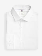 White Skinny Fit Easy Care Textured Single Cuff Smart Shirt - Image 6 of 8