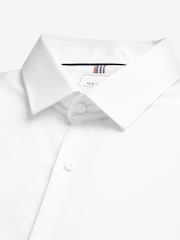 White Skinny Fit Easy Care Textured Single Cuff Smart Shirt - Image 7 of 8