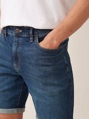 Mid Blue Straight Fit Denim Shorts - Image 3 of 3