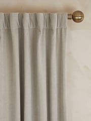 Pebble Natural Sumptuous Velvet Hidden Tab Top Lined Curtains - Image 1 of 6
