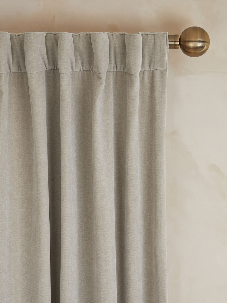 Pebble Natural Sumptuous Velvet Hidden Tab Top Lined Curtains - Image 1 of 6