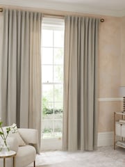 Pebble Natural Sumptuous Velvet Hidden Tab Top Lined Curtains - Image 2 of 6