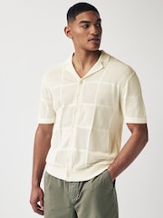 Ecru White Square Relaxed Crochet Button Through 100% Cotton Shirt - Image 1 of 8