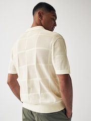 Ecru White Square Relaxed Crochet Button Through 100% Cotton Shirt - Image 3 of 8