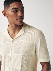 Ecru White Square Relaxed Crochet Button Through 100% Cotton Shirt - Image 4 of 8