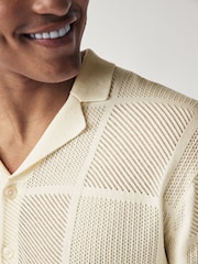 Ecru White Square Relaxed Crochet Button Through 100% Cotton Shirt - Image 5 of 8