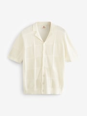 Ecru White Square Relaxed Crochet Button Through 100% Cotton Shirt - Image 6 of 8