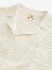 Ecru White Square Relaxed Crochet Button Through 100% Cotton Shirt - Image 7 of 8