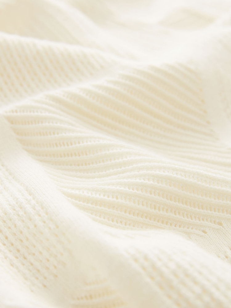Ecru White Square Relaxed Crochet Button Through 100% Cotton Shirt - Image 8 of 8