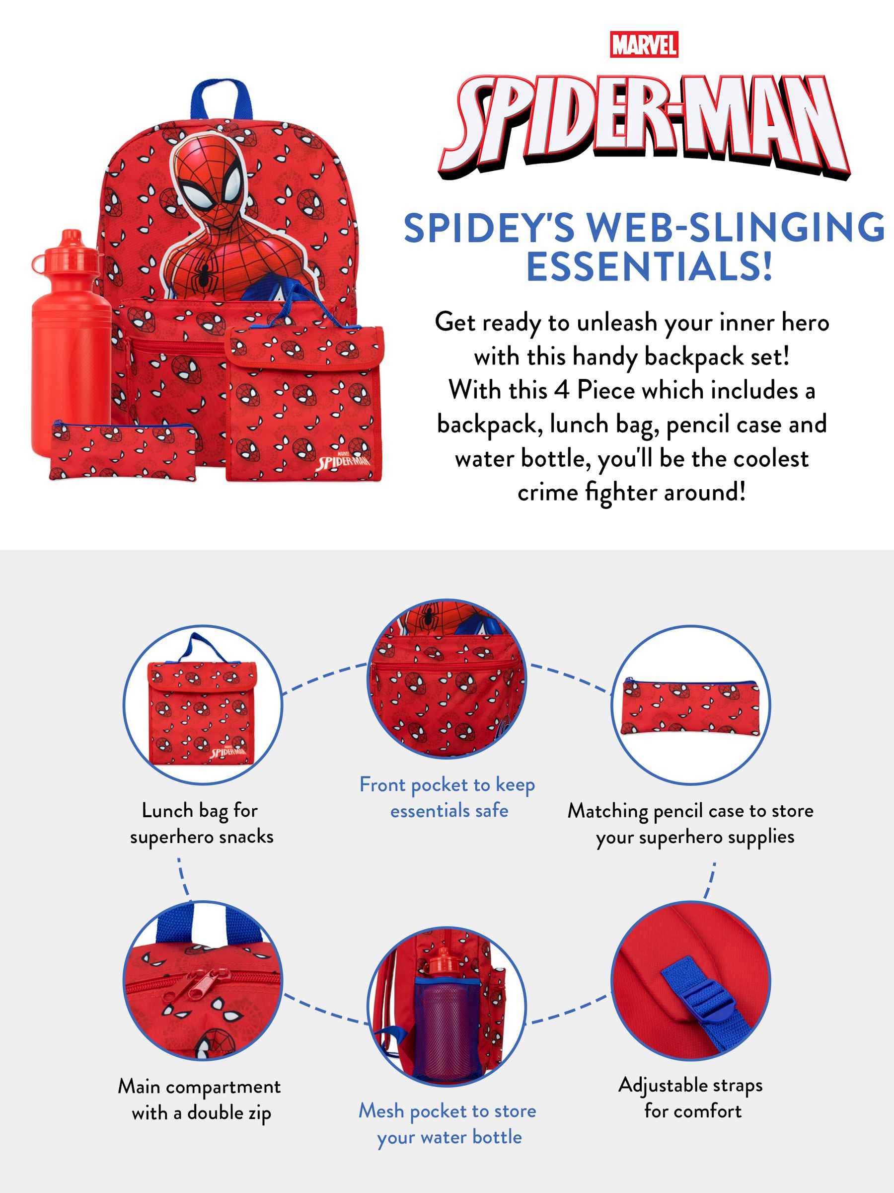 Spider man 5 piece backpack new arrivals