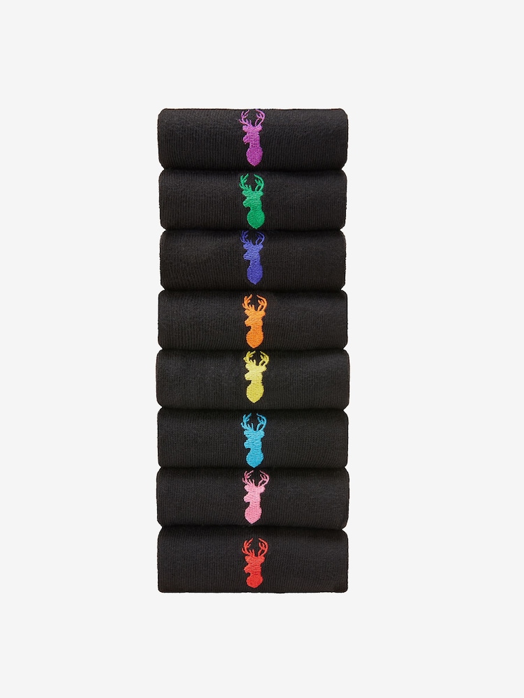 Черный с оленями  - Multi Stag Lasting Fresh Embroidered носки - Изображение 1 из 10