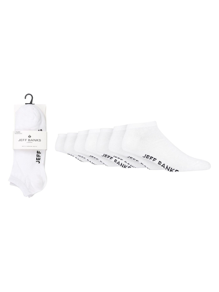 Jeff Banks White Classic Trainer Liners Socks 7 Pack - Image 1 of 6