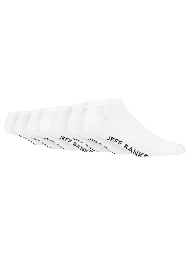 Jeff Banks White Classic Trainer Liners Socks 7 Pack - Image 4 of 6