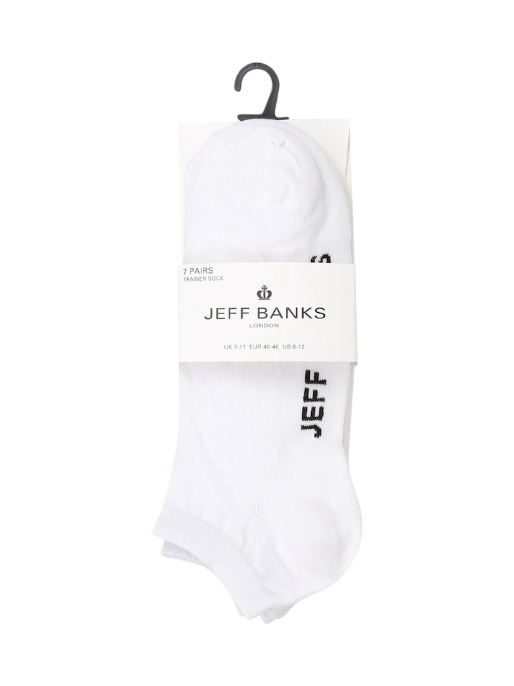 Jeff Banks White Classic Trainer Liners Socks 7 Pack - Image 5 of 6