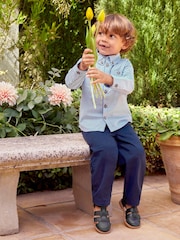 JoJo Maman Bébé Blue Stripe Long Sleeve Shirt - Image 4 of 6