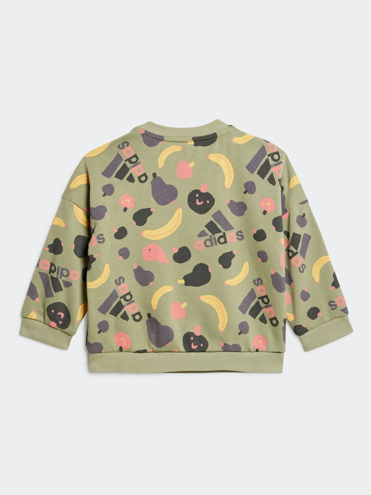 adidas Green Kids Essentials Allover Print Joggers Set - Image 2 of 7 adidas Green Kids Essentials Allover Print Joggers Set - Image 2 of 7