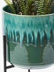 Oliver Bonas Green Garden Lani Ceramic Plant Pot Planter - Image 3 of 4