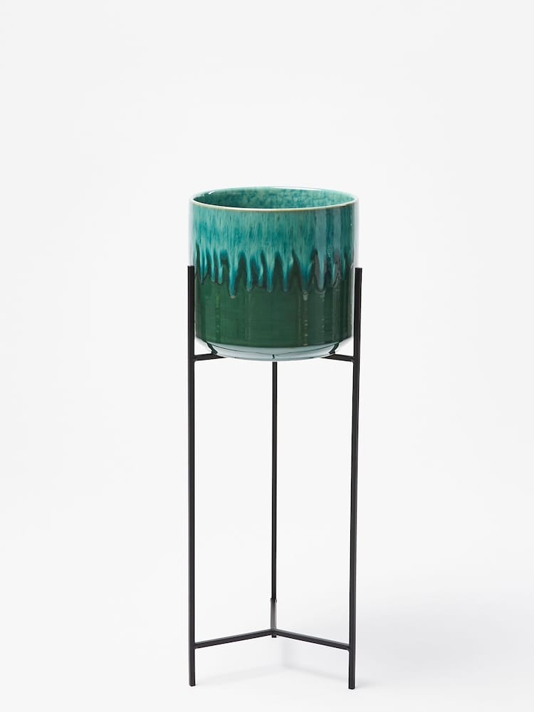 Oliver Bonas Green Garden Lani Ceramic Plant Pot Planter - Image 4 of 4