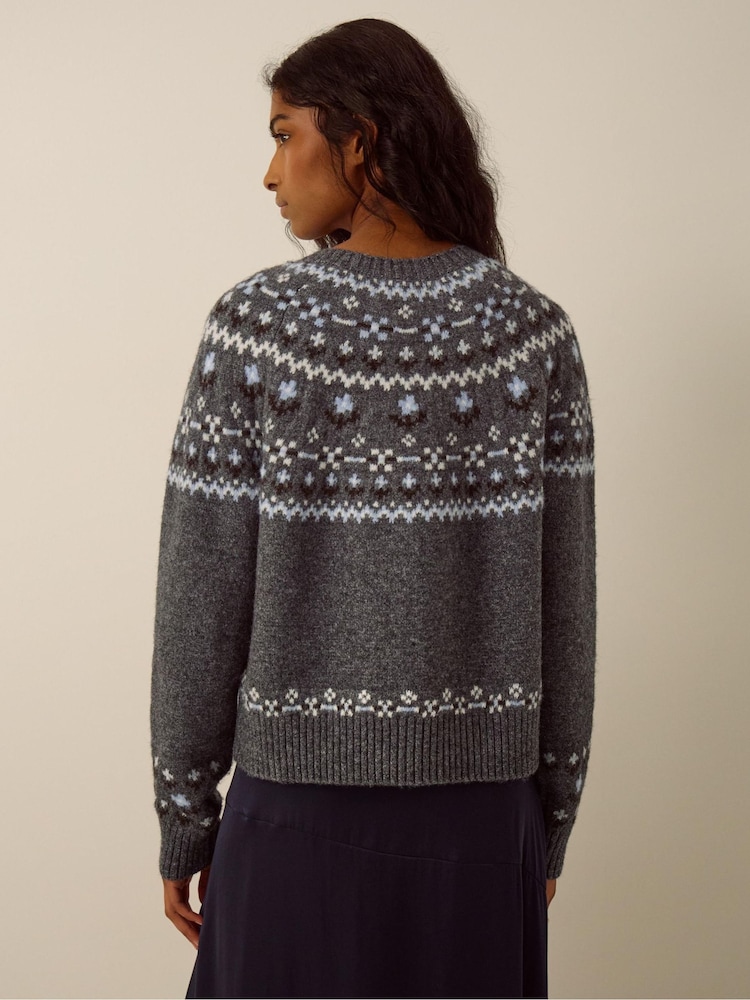 Monsoon Fleur Floral Fair Isle Crew Neck Cardigan - Εικόνα 2 από 4 Monsoon Fleur Floral Fair Isle Crew Neck Cardigan - Εικόνα 2 από 4