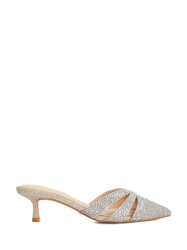 Dune London Metallic Calla Embellished Kitten Heel Shoes - Image 2 of 5 Dune London Metallic Calla Embellished Kitten Heel Shoes - Image 2 of 5
