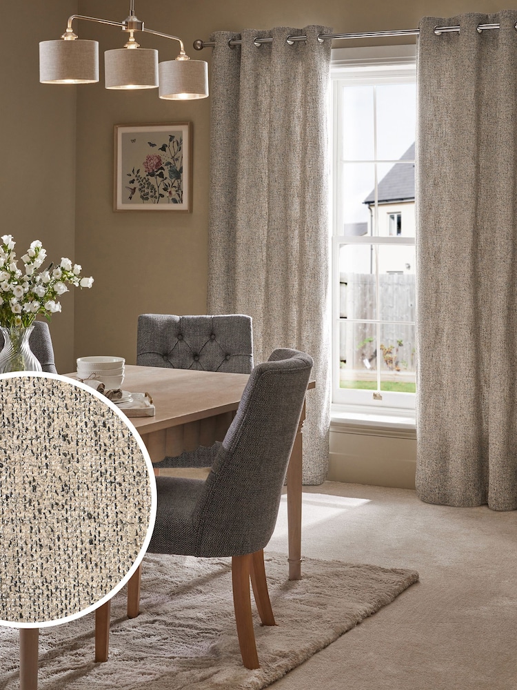 Natural Bobble Texture Super Thermal Eyelet Curtains - Image 1 of 6