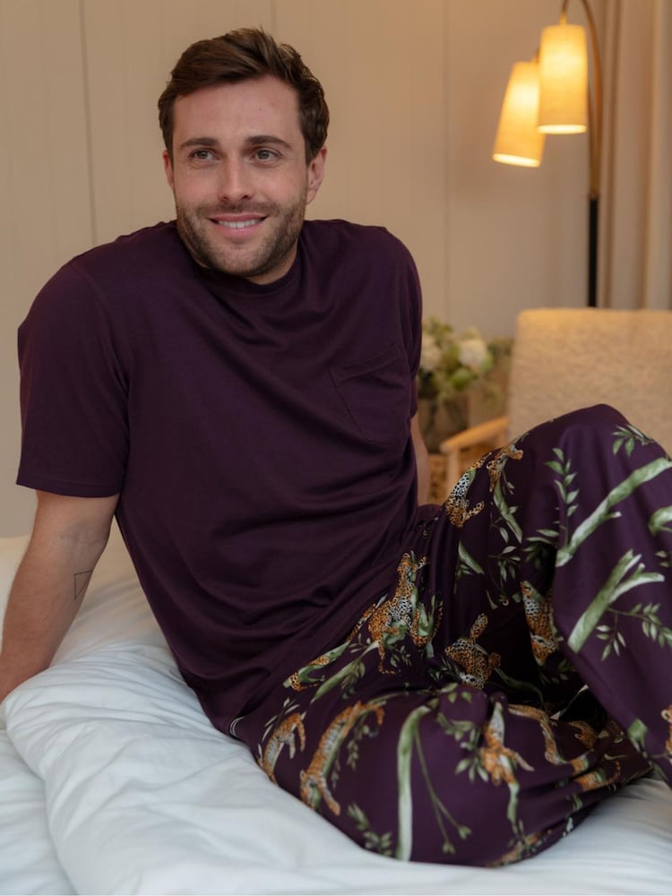 Cyberjammies Jersey Top & Leopard Print Pyjamas Set - Image 1 of 4