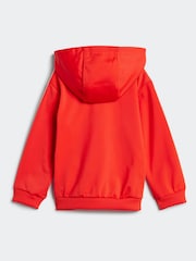 adidas Red/Black Essentials Shiny Hooded Tracksuit - Image 3 of 7