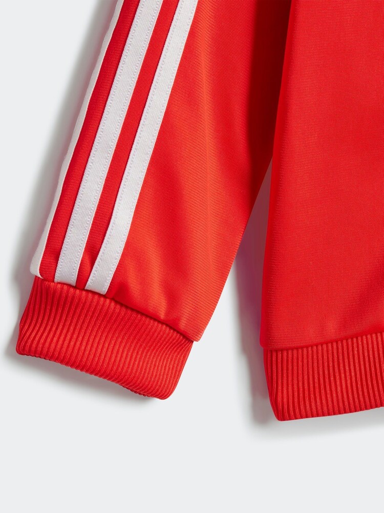 adidas Red/Black Essentials Shiny Hooded Tracksuit - Image 6 of 7