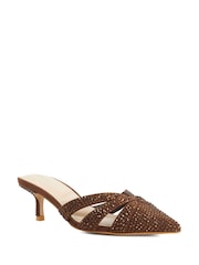 Dune London Brown Calla Embellished Kitten Heel Shoes - Image 3 of 6