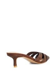 Dune London Brown Calla Embellished Kitten Heel Shoes - Image 4 of 6
