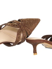 Dune London Brown Calla Embellished Kitten Heel Shoes - Image 6 of 6