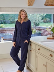 Cyberjammies Blue Revere Ribbed Jersey Pyjamas Set - Image 1 of 4