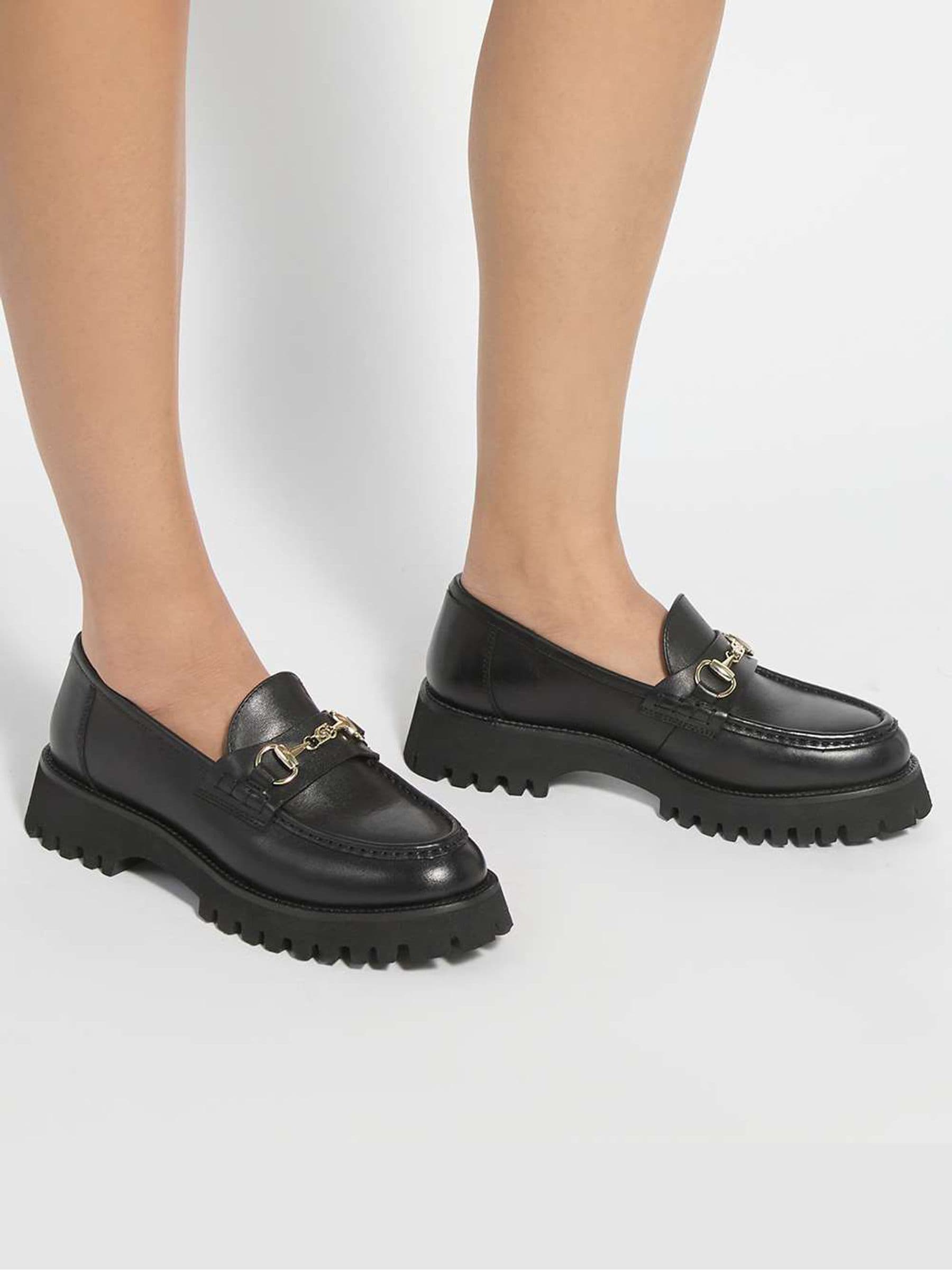 Dune London Women's Black Standard Fit Grissini Loafers