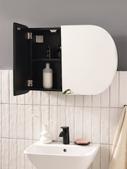 Black Oval Mirrored Double Wall Cabinet - Image 2 of 8