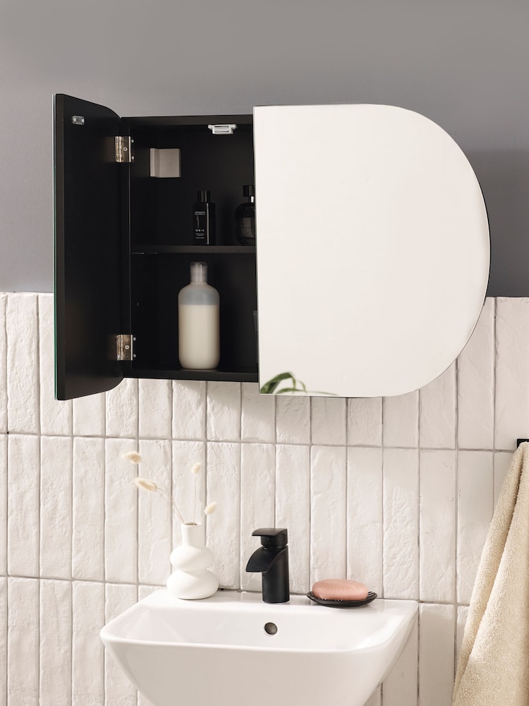 Black Oval Mirrored Double Wall Cabinet - Image 2 of 8