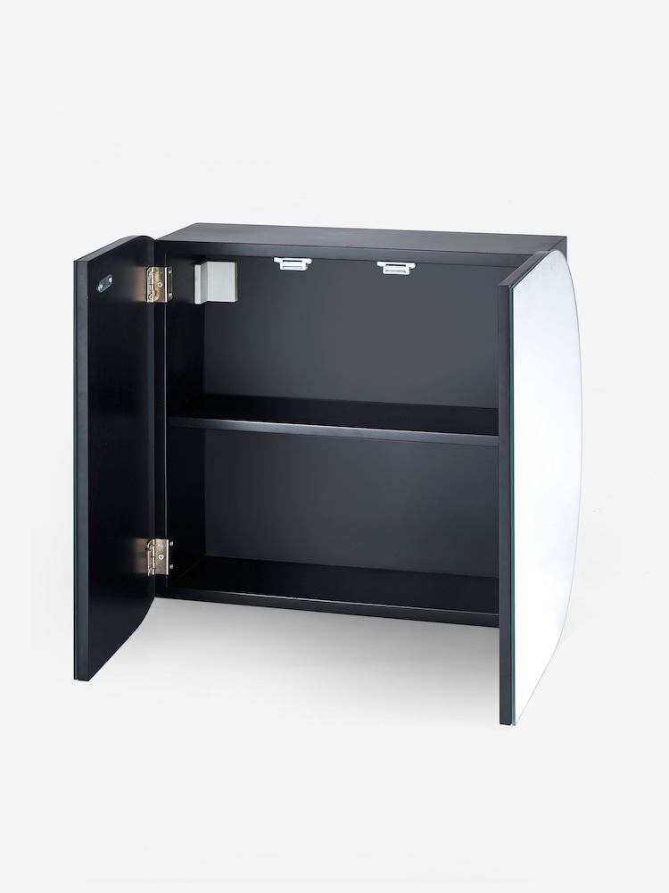 Black Oval Mirrored Double Wall Cabinet - Image 8 of 8