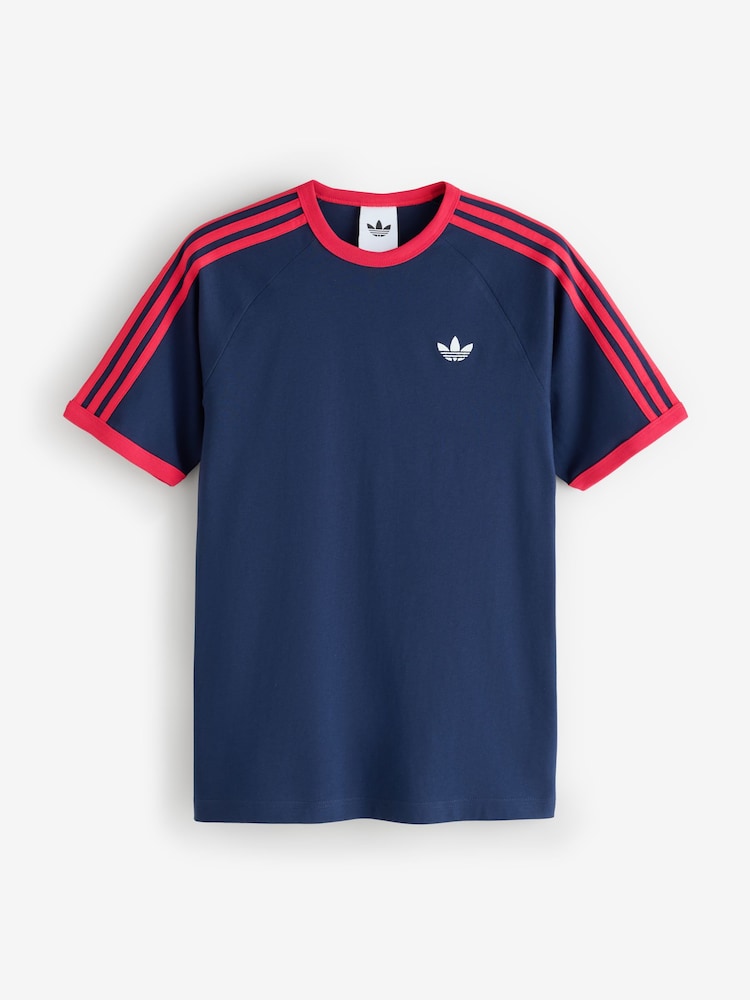 adidas Originals Blue 3 Stripes T-Shirt - Image 1 of 1 adidas Originals Blue 3 Stripes T-Shirt - Image 1 of 1