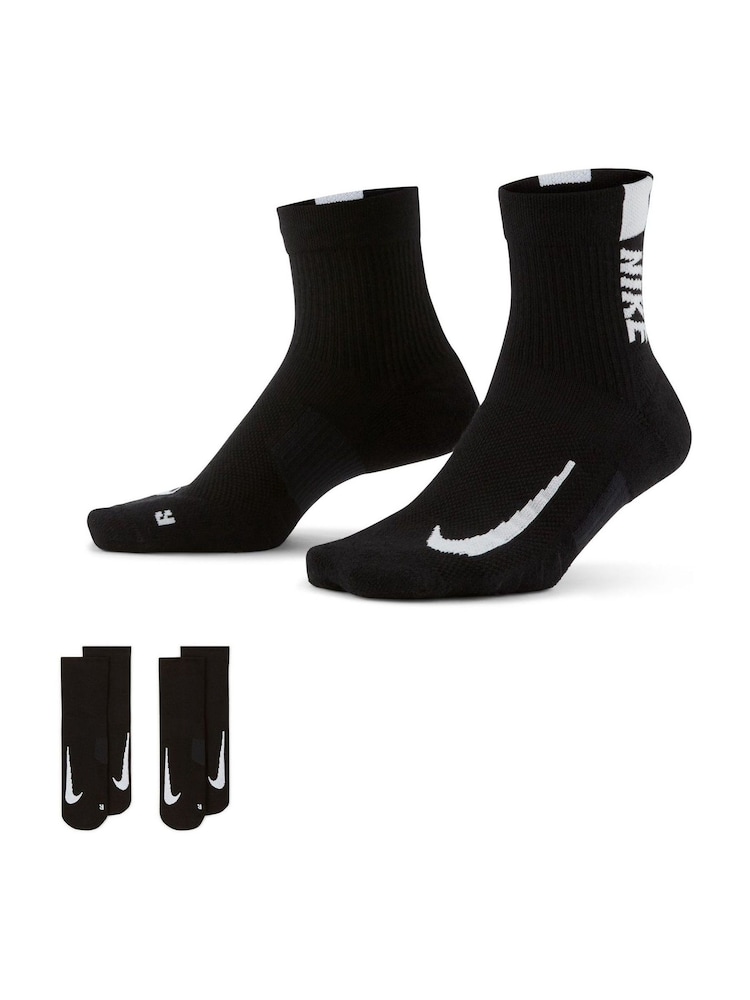 Nike Black Multiplier Running Ankle Socks 2 Pack - Image 1 of 5