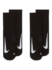 Nike Black Multiplier Running Ankle Socks 2 Pack - Image 2 of 5