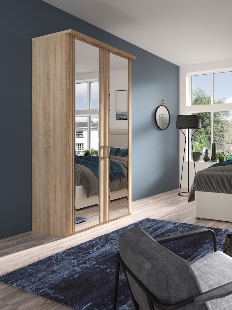 Wiemann Rustic Oak Torquay Mirror Double Semi Fitted Wardrobe - Image 1 of 4