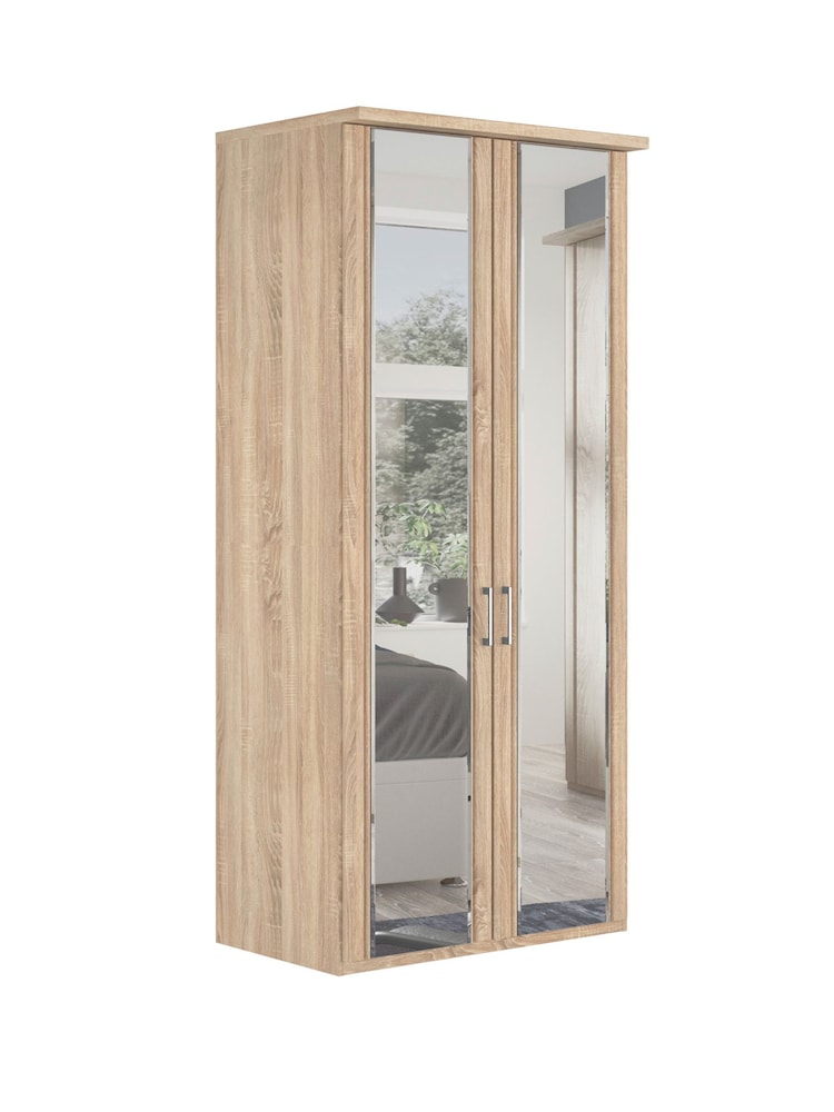 Wiemann Rustic Oak Torquay Mirror Double Semi Fitted Wardrobe - Image 2 of 4