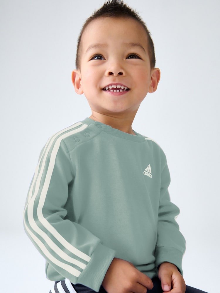 adidas Aqua Blue Kids Essentials 3 Stripes Jogger Set - Image 2 of 4 adidas Aqua Blue Kids Essentials 3 Stripes Jogger Set - Image 2 of 4