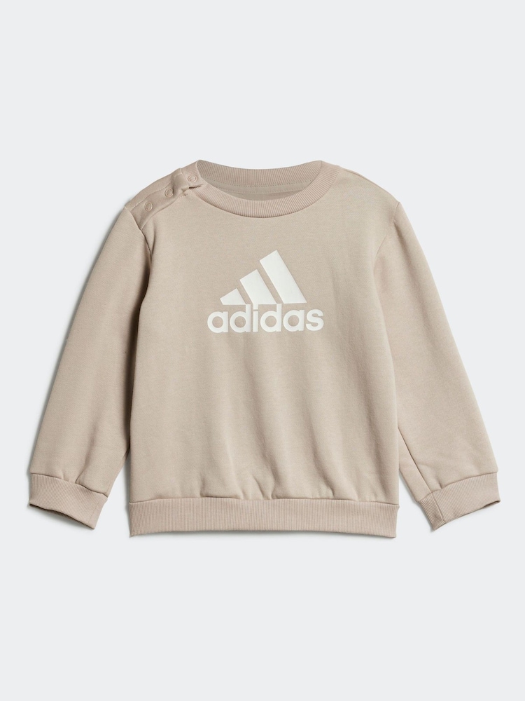 adidas Beige Infant Badge of Sport Tracksuit - Image 2 of 7