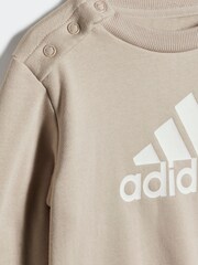 adidas Beige Infant Badge of Sport Tracksuit - Image 4 of 7