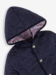 JoJo Maman Bébé Navy Girls' Reversible Quilted Jacket - Image 5 of 6