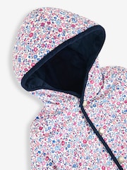JoJo Maman Bébé Navy Girls' Reversible Quilted Jacket - Image 6 of 6