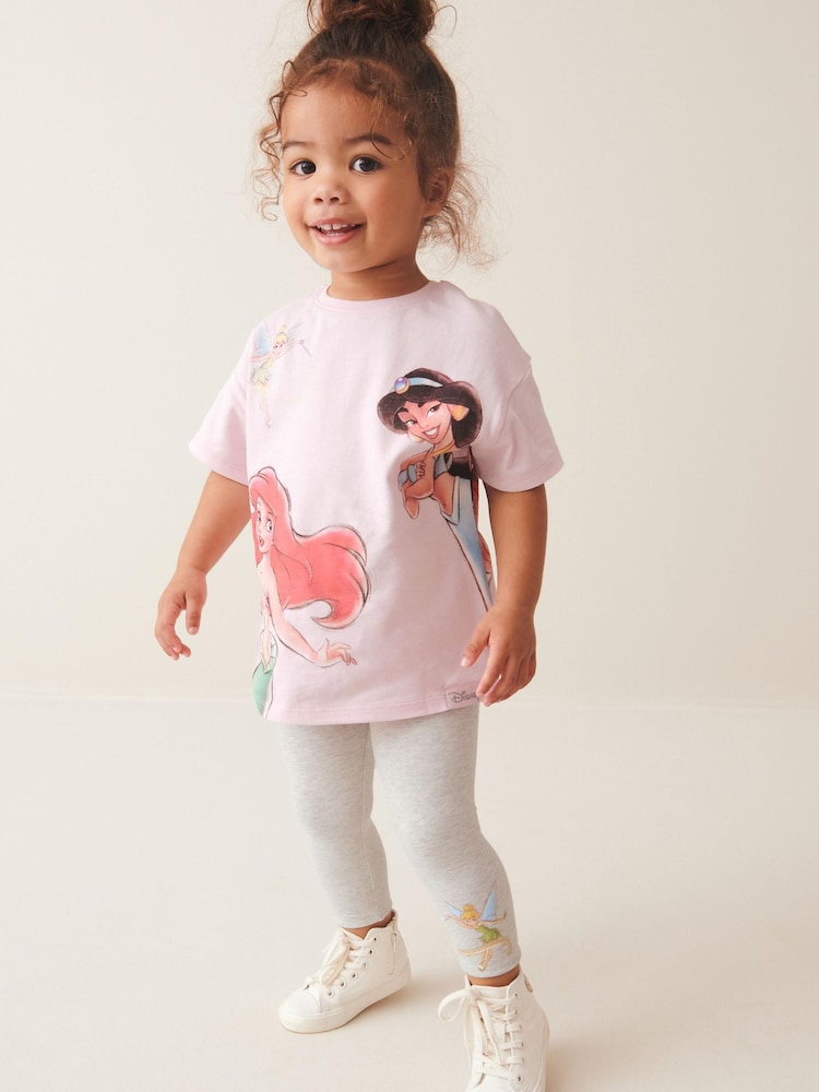 Pink Disney Princess Short Sleeve T-Shirt And Leggings Set (3mths-7yrs) - Image 1 of 9