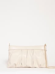 JD Williams Cream Ruched Clutch Bag - Image 1 of 4
