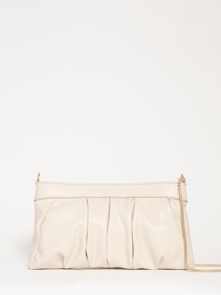 JD Williams Cream Ruched Clutch Bag - Image 1 of 4